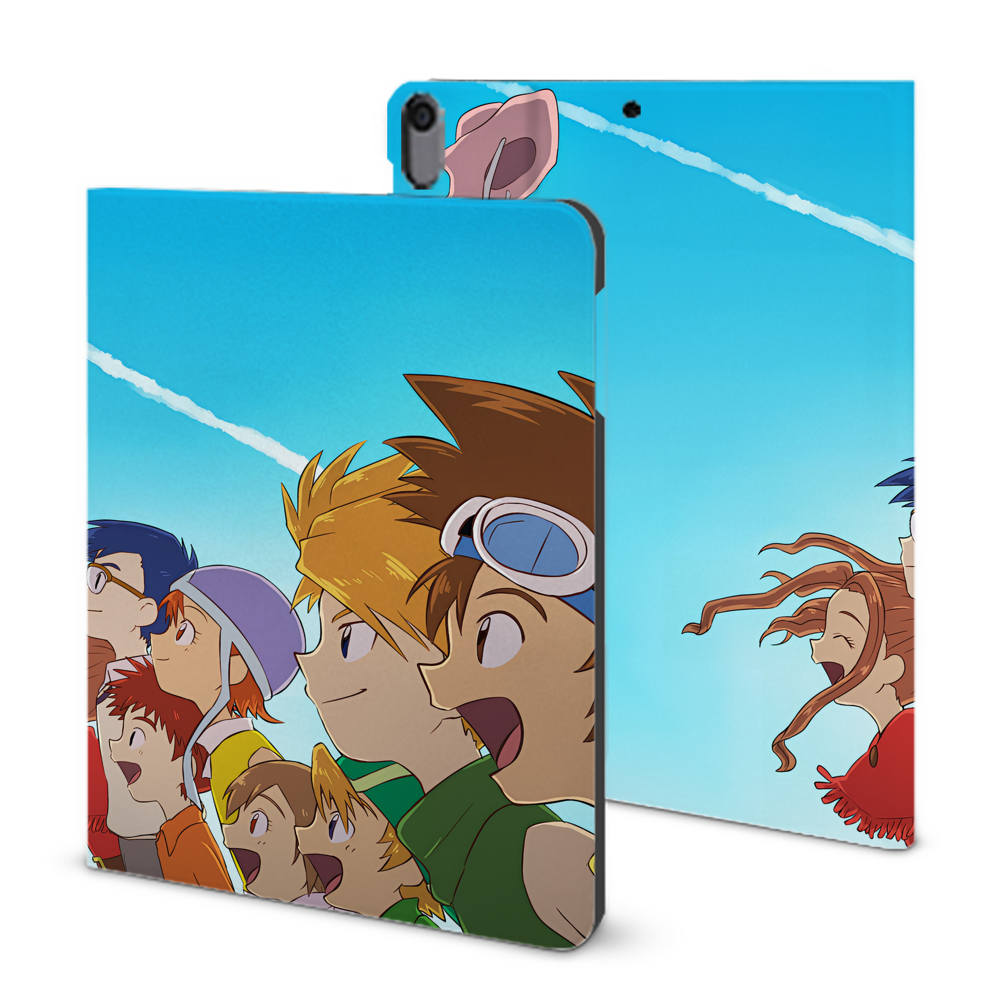 （画像用） Digimon デジタルモンスター/デジモン IPad ケース ブック型 PUレザー TPU 耐衝撃 軽量 薄型 ペン収納なし 全面保護 IPad 各モデル対応